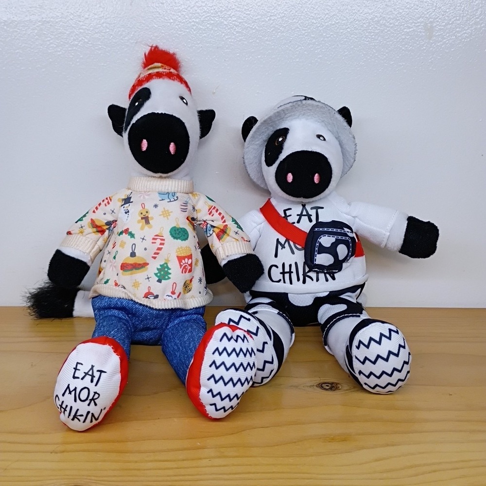 Lot Of 2 Chick-fil-A Cow Plush  Multicolor‎ 11"-12" Stuffed Animal